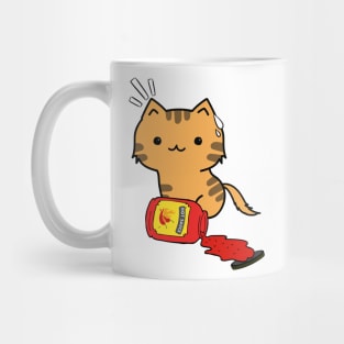 Funny Orange Cat Spilled Hot Sauce Mug